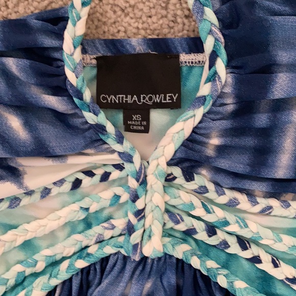 Cynthia Rowley sz Xs tie-dye maxi dress braided tie round the neck - Picture 5 of 5